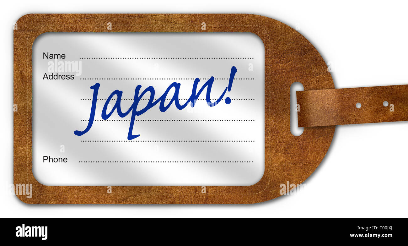 Suitcase/Luggage Label with ‘Japan!’ written on Stock Photo Alamy