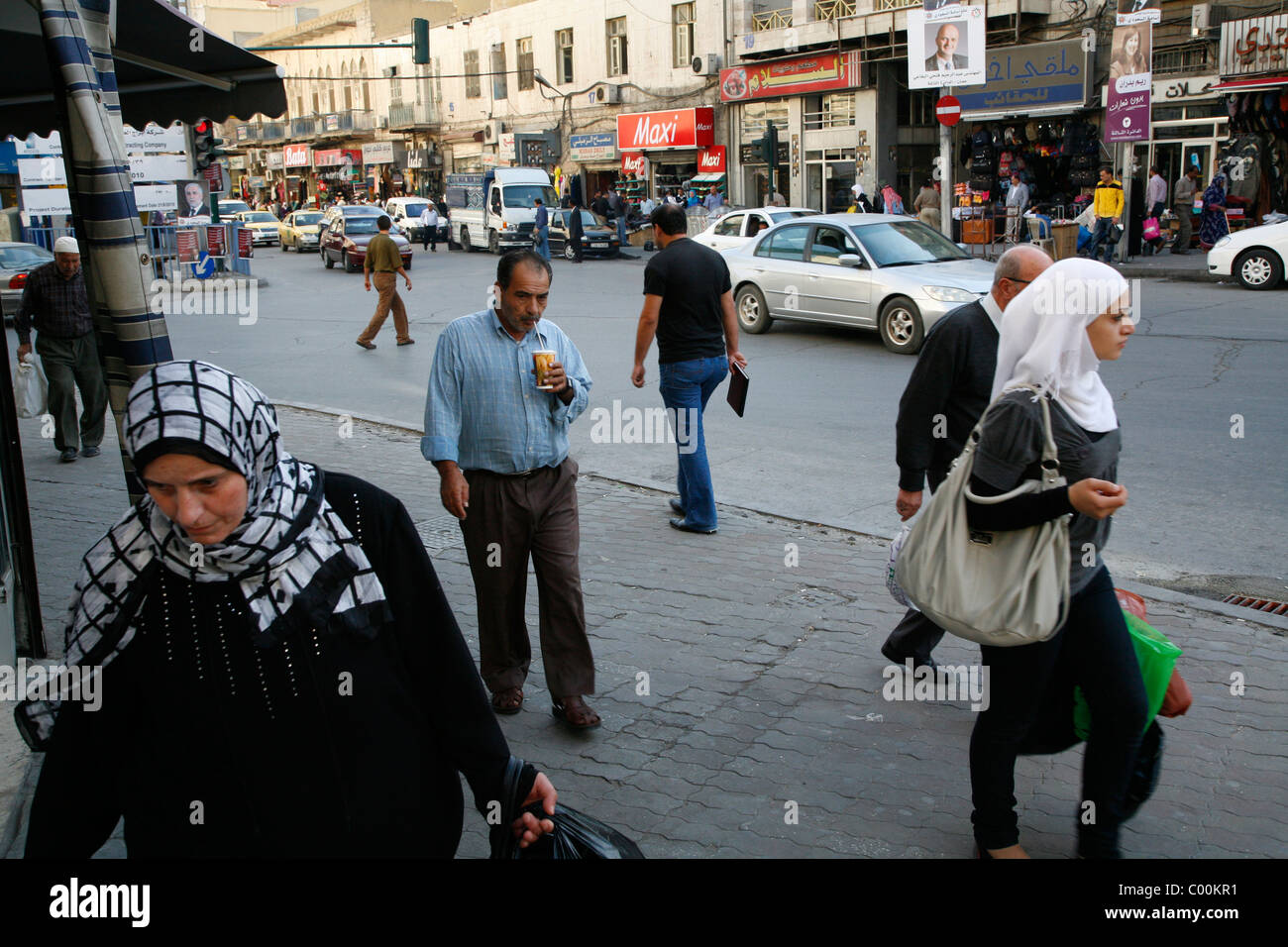 Street scene in downtown Amman, Jordan. Stock Photo