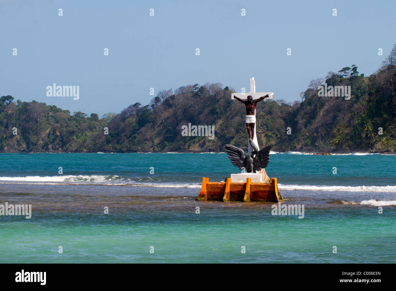 Black Christ of the Waters. Isla Grande, Colon, Republic of Panama, Central America Stock Photo