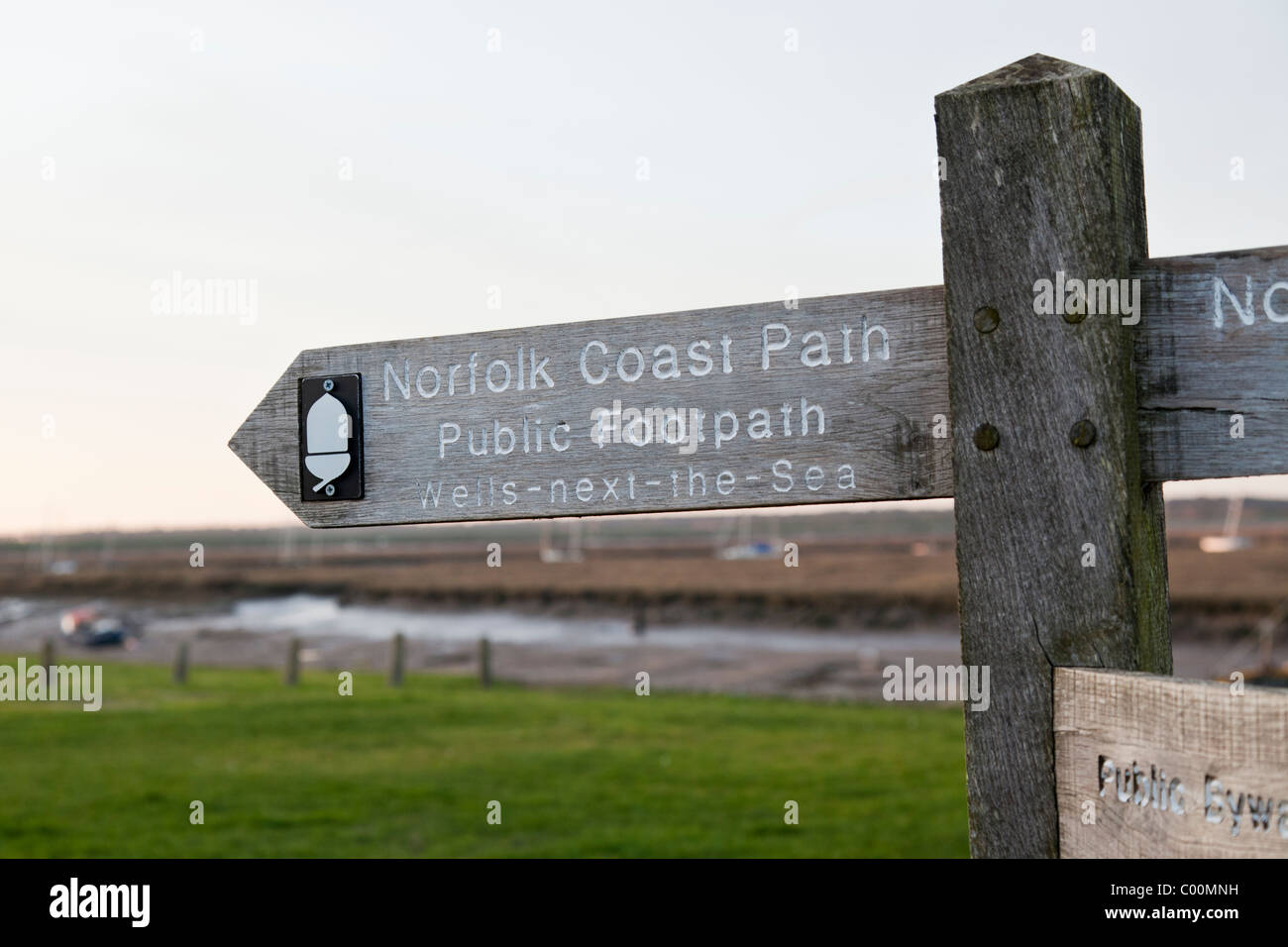 Signpost, Norfolk Coastal Path Stock Photo