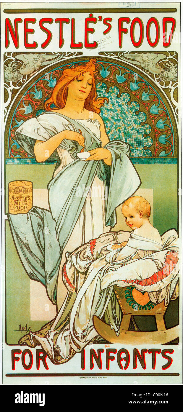 Alphonse Mucha (Alfons Maria) 1860 - 1939 Nestlé's Food For Infants English  Poster; Advertising Stock Photo - Alamy