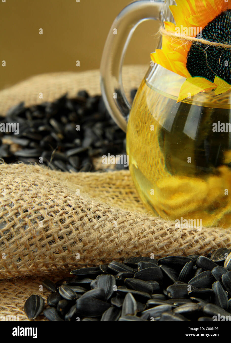 vegetable oil from sunflower seeds in a jar Stock Photo Alamy