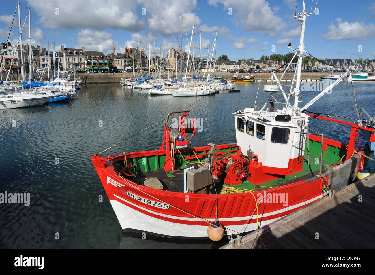 Colourful fishing boats in the harbour of Paimpol, Côtes-d'Armor, Brittany, France Stock Photo