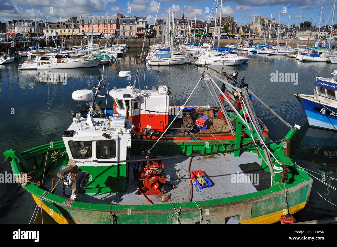 Colourful fishing boats in the harbour of Paimpol, Côtes-d'Armor, Brittany, France Stock Photo