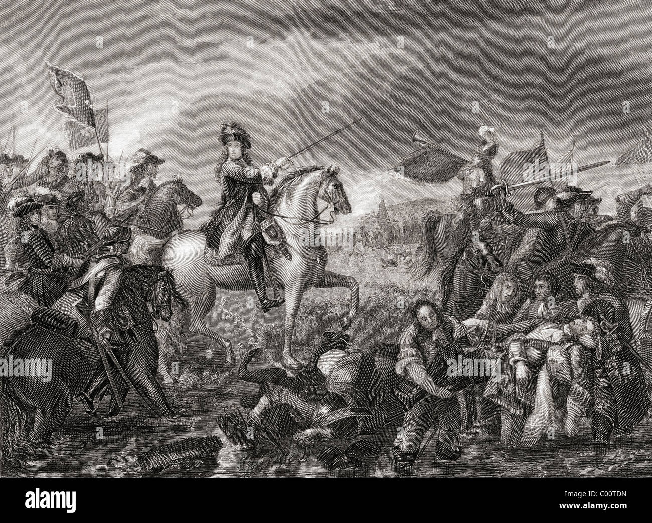 King William III, 1650 - 1702 at the Battle of the Boyne, Ireland in 1690. Stock Photo