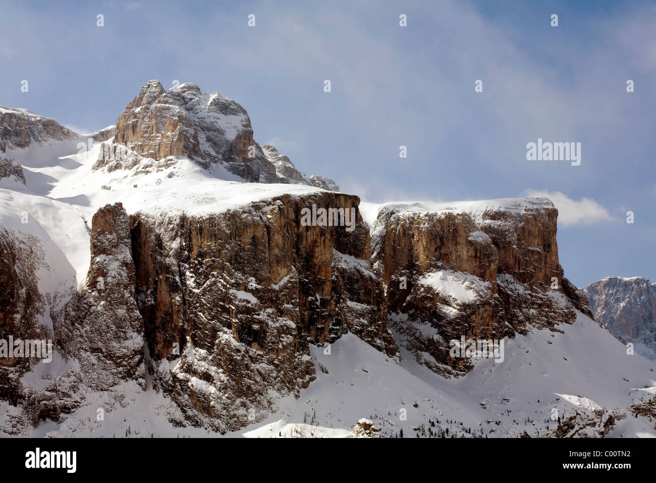 Cliff faces and mountains   Gruppo Del Sella Sella Gruppe Colfosco Corvara Selva Dolomites Italy Stock Photo