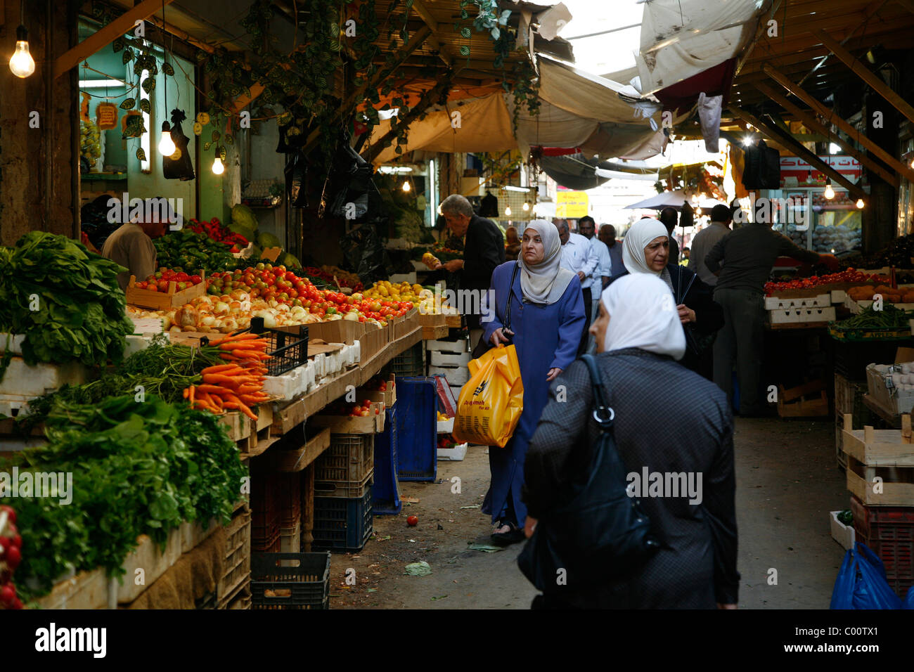 Fruits and vegetables market in the downtown Amman, Jordan Stock Photo