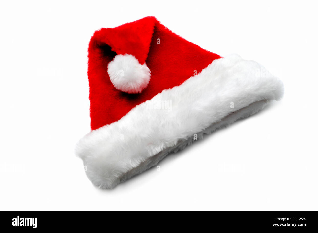 red Santa hat on white Stock Photo