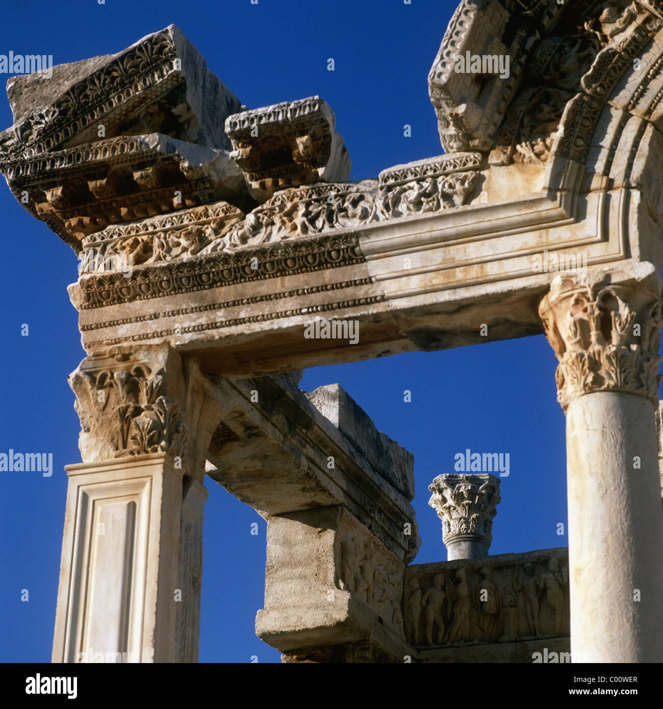 Detail of ancient temple against clear sky Stock Photo
