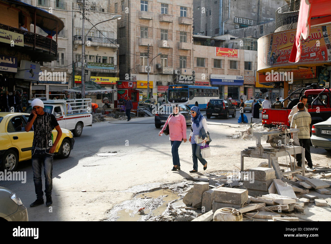 Street scene in downtown Amman, Jordan. Stock Photo