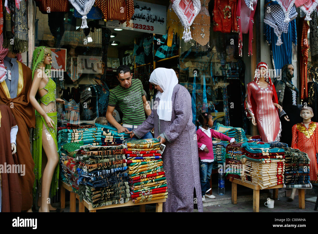 Clothing shop in downtown Amman, Jordan. Stock Photo