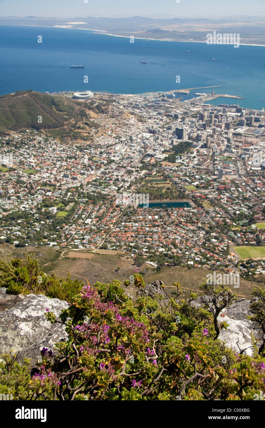 South Africa, Cape Town, Table Mountain. View of Cape Town and Table