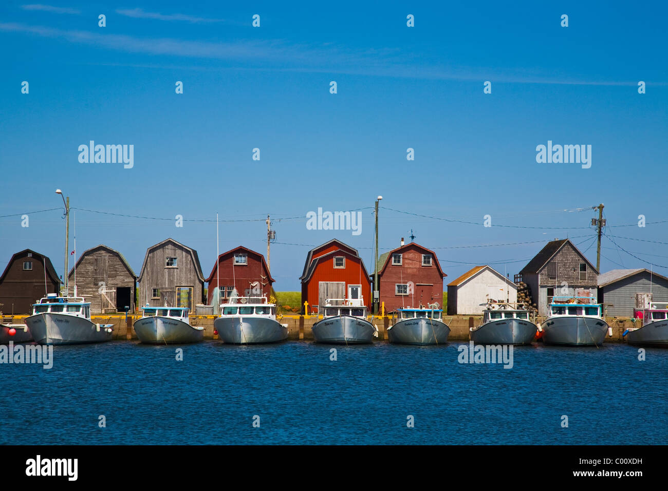 Oyster boats and Lobster boats moored in Malpeque, Nova Scotia, Canada Stock Photo Alamy