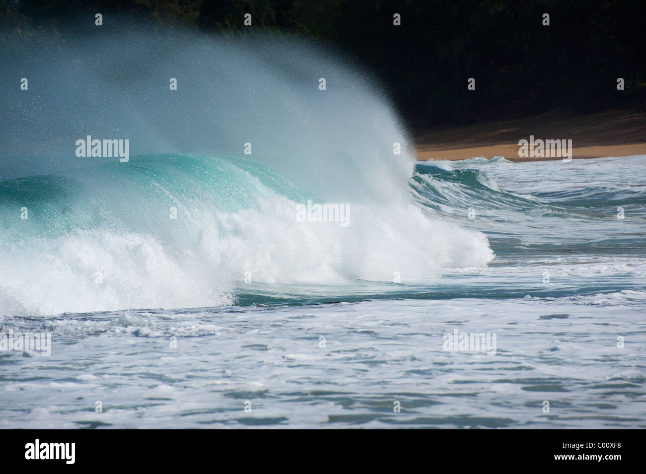 Wave kauai hawaii Stock Photo