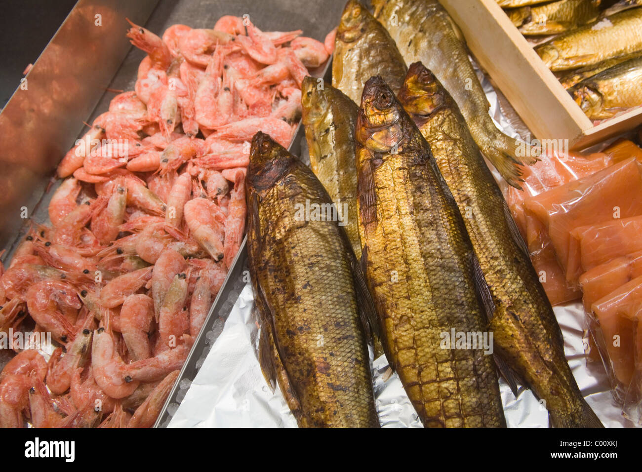 Fish Sik Coregonus sp. Common Whitefish Cisco Smoked Market-hall Stock Photo