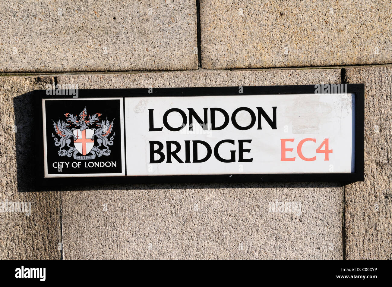 London Bridge EC4 Street Sign, London, England, UK Stock Photo