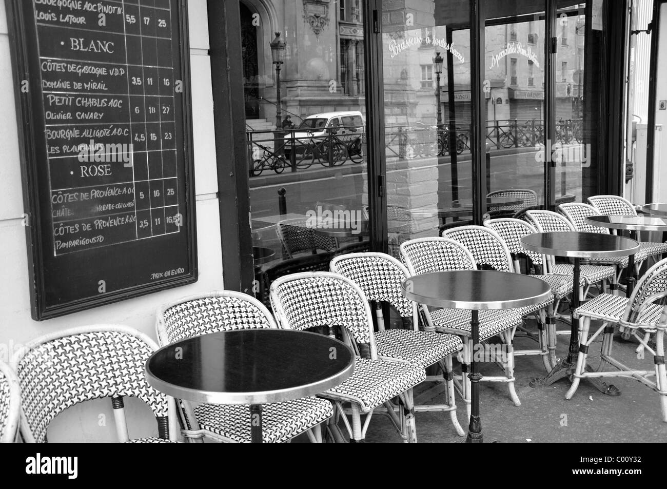 Cafe in Paris, France - black and white photograph Stock Photo