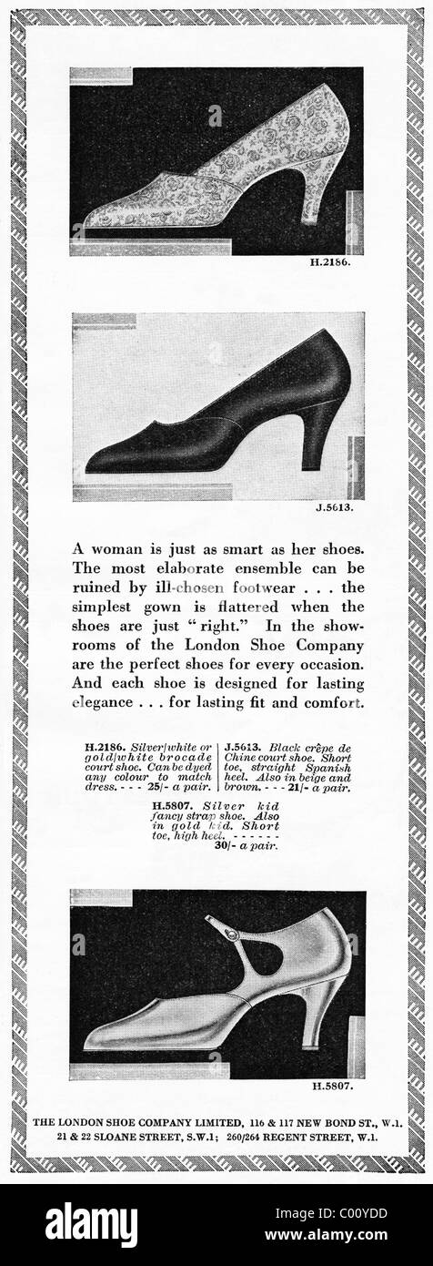 1920s advertisement in consumer magazine for women's shoes from THE LONDON SHOE COMPANY Stock Photo
