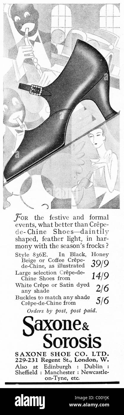 1920s advertisement in consumer magazine for women's shoes from SAXONE SHOE COMPANY Stock Photo