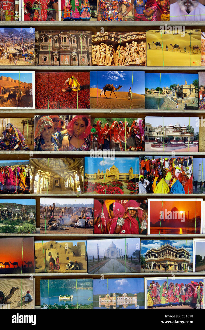 India, Rajasthan, Jaisalmer, Postcard rack Stock Photo Alamy