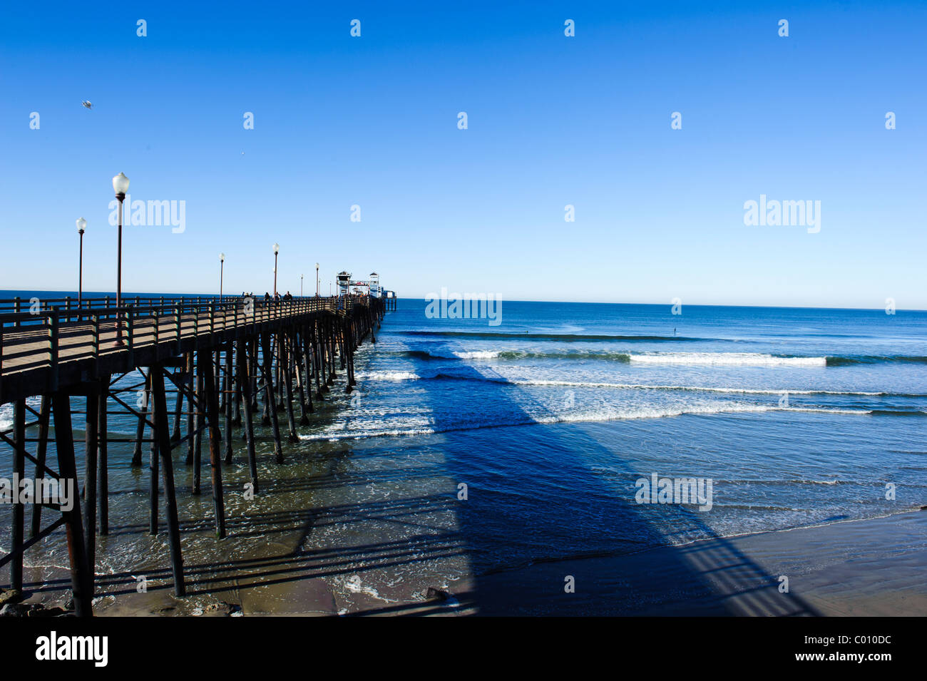 The Oceanside fishing pier in Oceanside, California, on a sunny winter morning Stock Photo