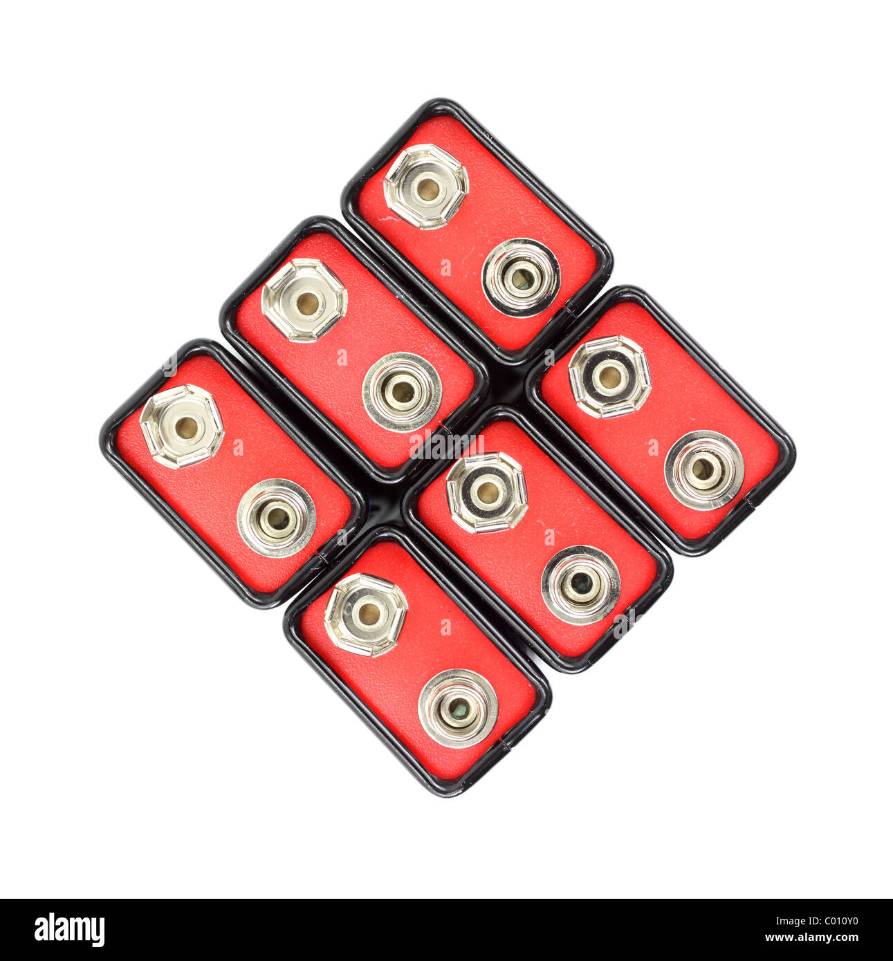 Group of nine volt batteries Stock Photo