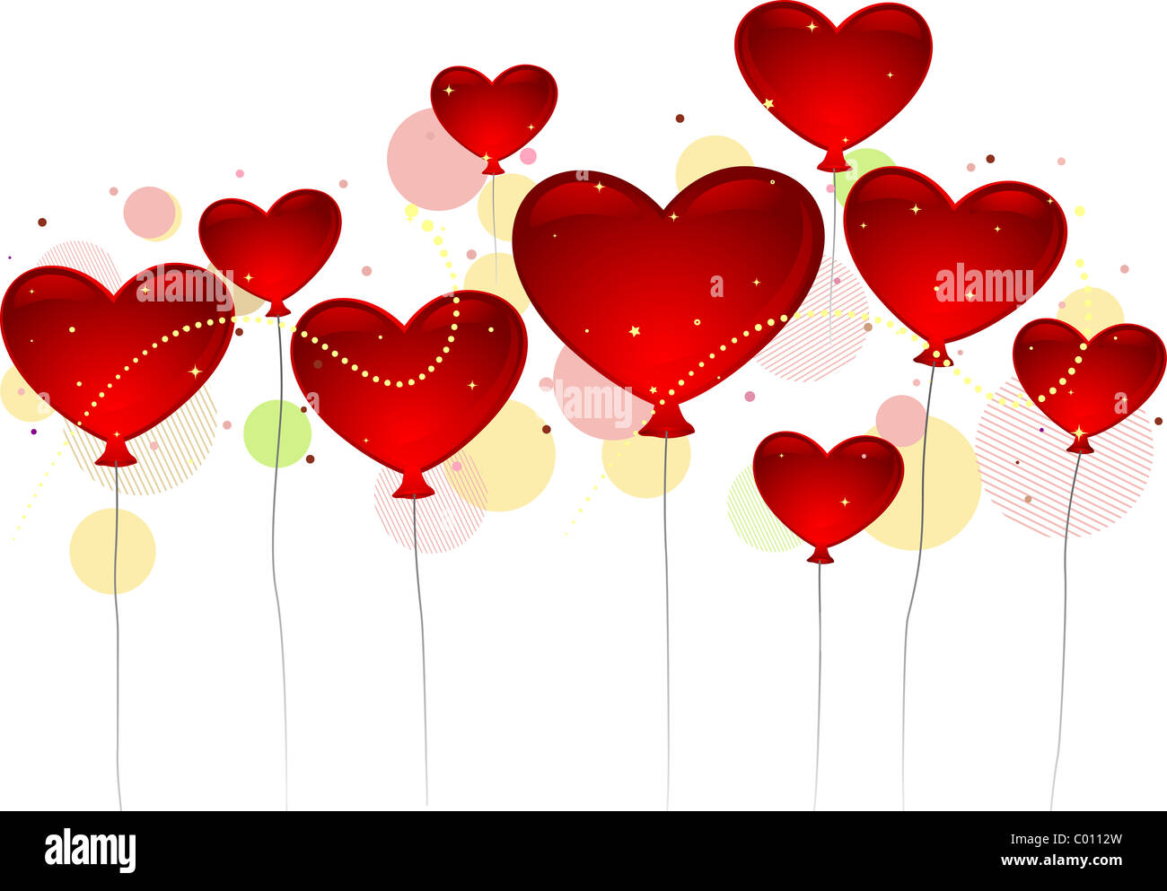 Illustration of Heart-shaped Balloons Floating in the Air Stock Photo ...