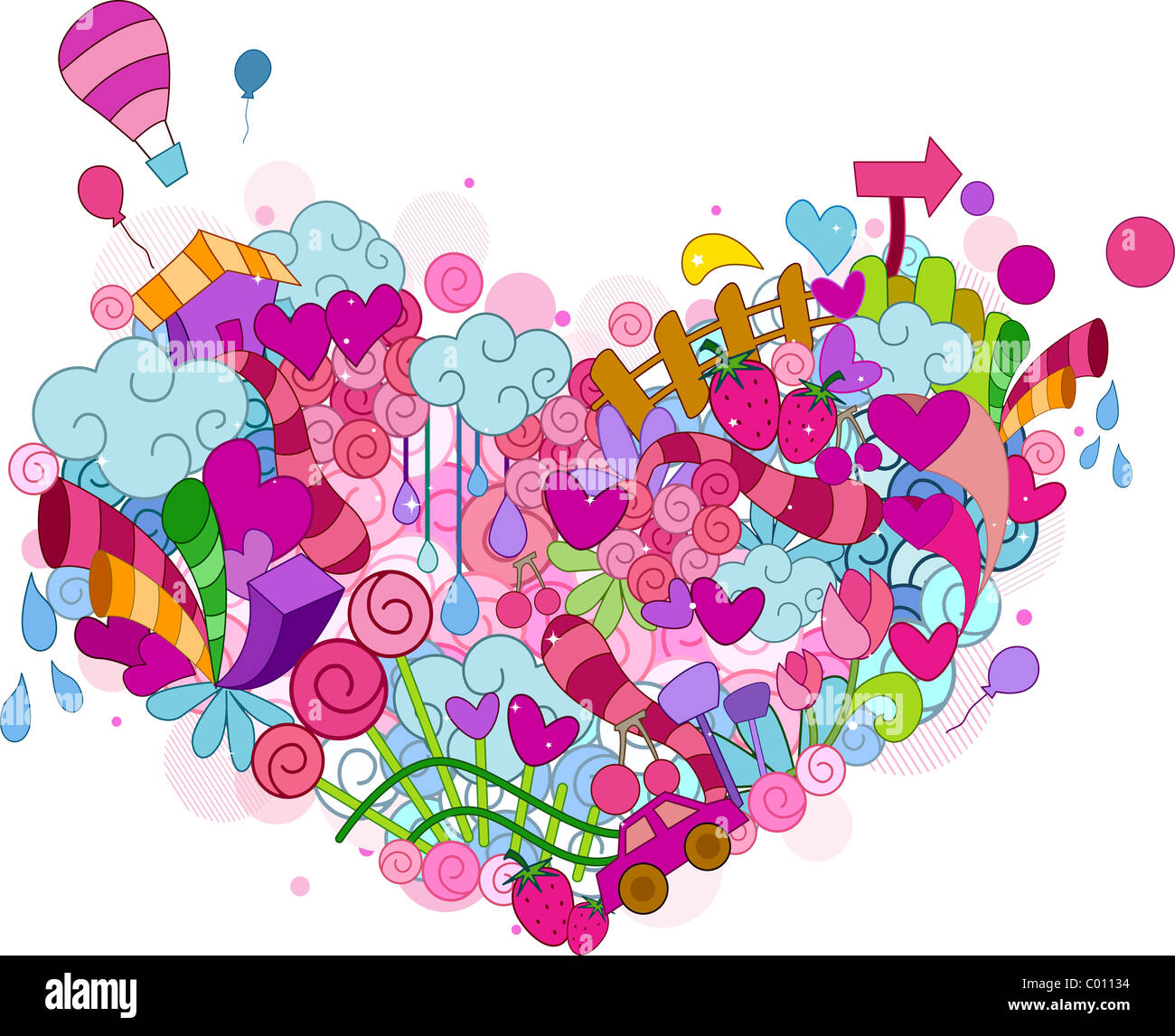 Random Heart Shape Illustration of Random Doodles Forming the Shape of a Heart Stock Photo ...