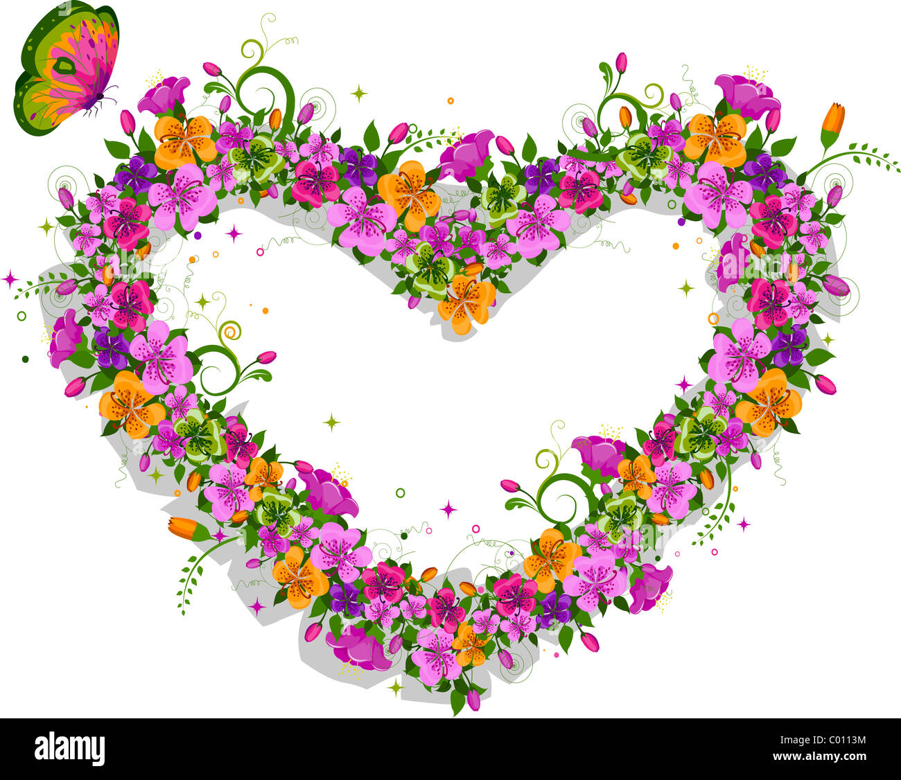 Illustration of Flowers Forming the Shape of a Heart Stock Photo - Alamy