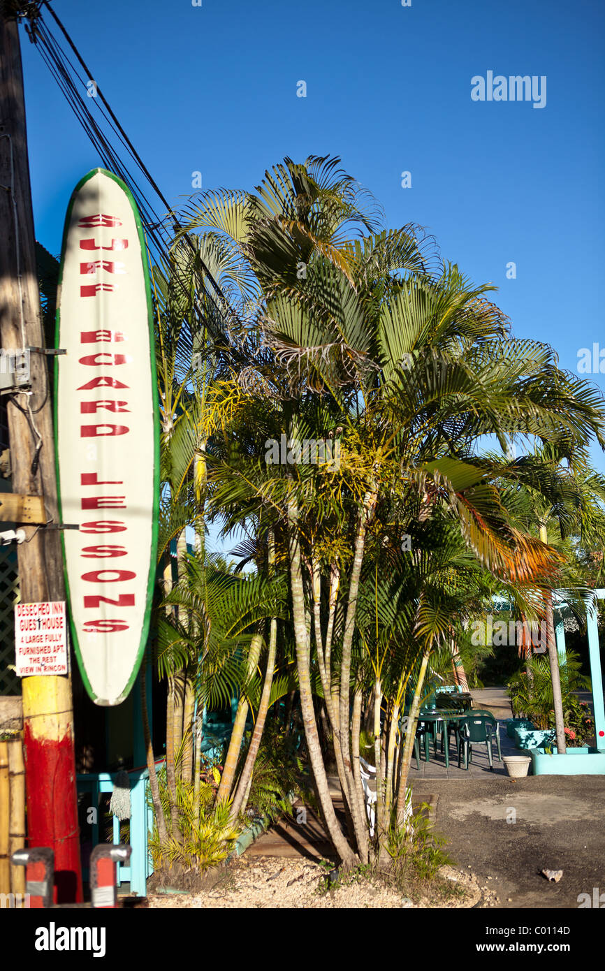 Sign marking the famous surf beach Las Marias in Rincon Puerto Rico Stock Photo