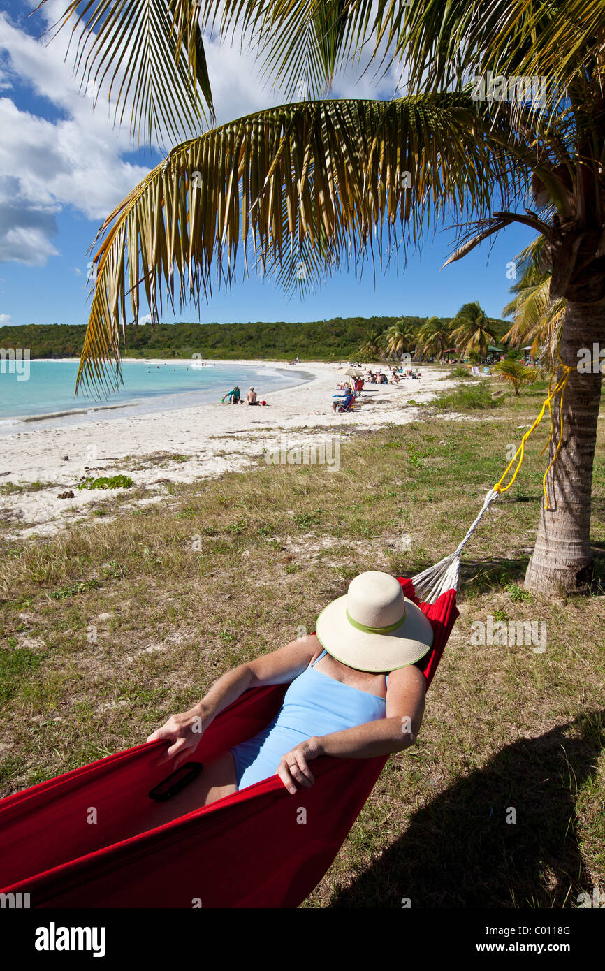 Relaxing in beach hammock High Resolution Stock Photography and Images
