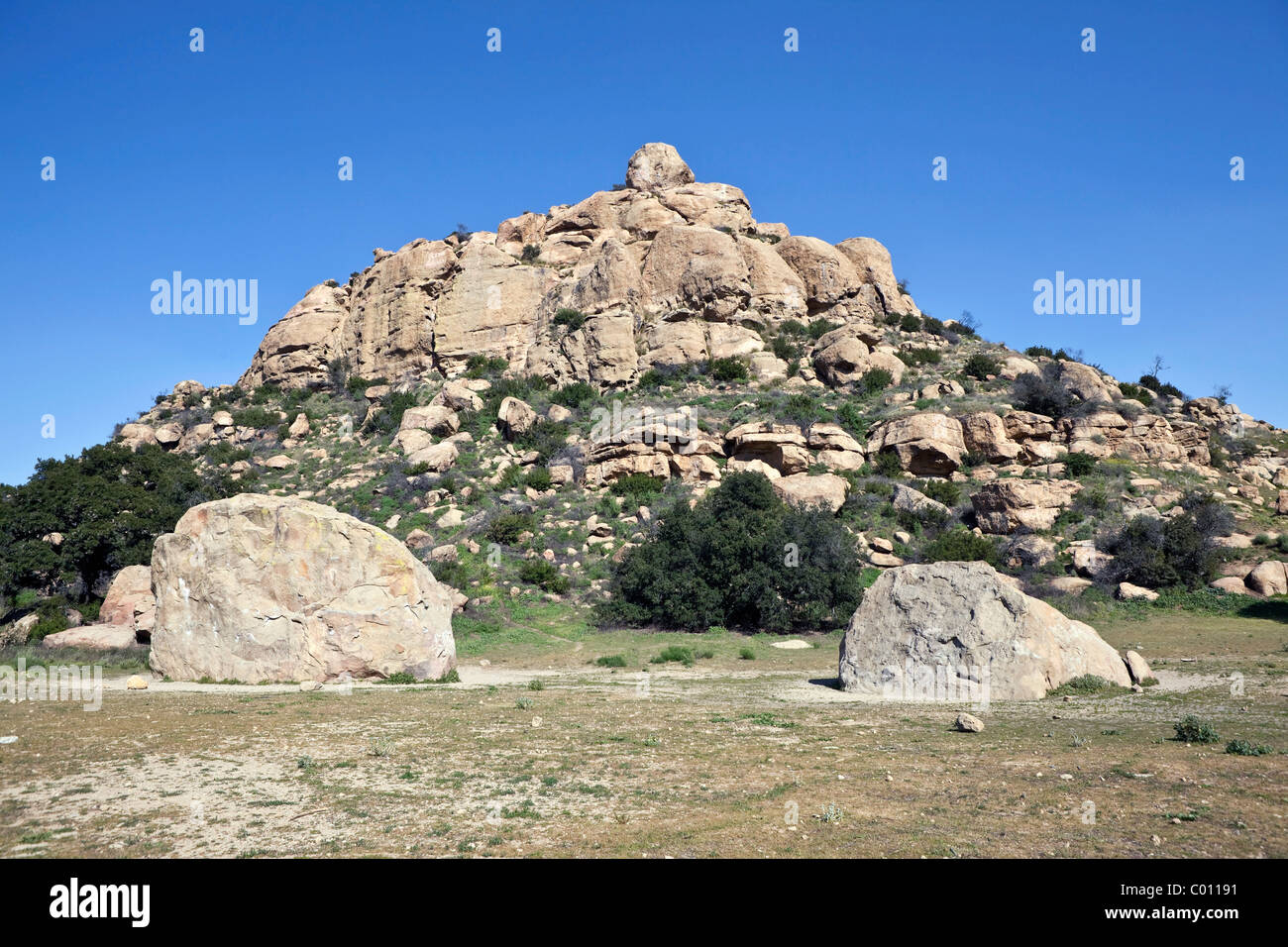 Famous Stoney Point Park in the Chatsworth neighborhood of Los Angeles, California. Used by hundreds of rock climbers every week Stock Photo
