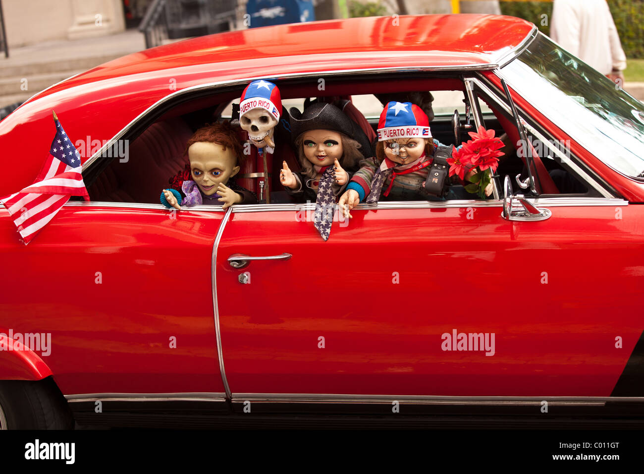 A Vintage Muscle Car Decorated With Dolls And Flags In Old San Juan Puerto Rico Stock Photo Alamy