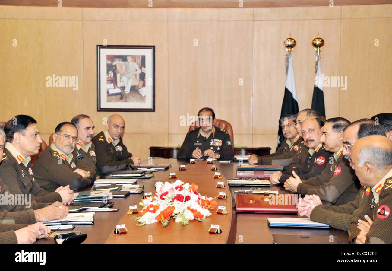 Chief of the Army Staff, Gen.Ashfaq Pervez Kayani presides over the one-hundred-thirty-sixth Corps Commanders Conference held at Stock Photo