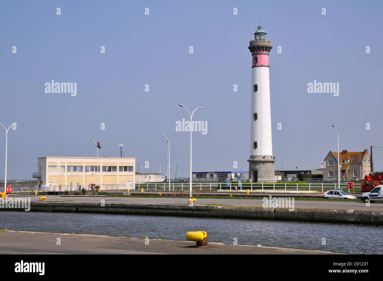 Lighthouse of Ouistreham in the Calvados department in the Basse-Normandie region of France Stock Photo