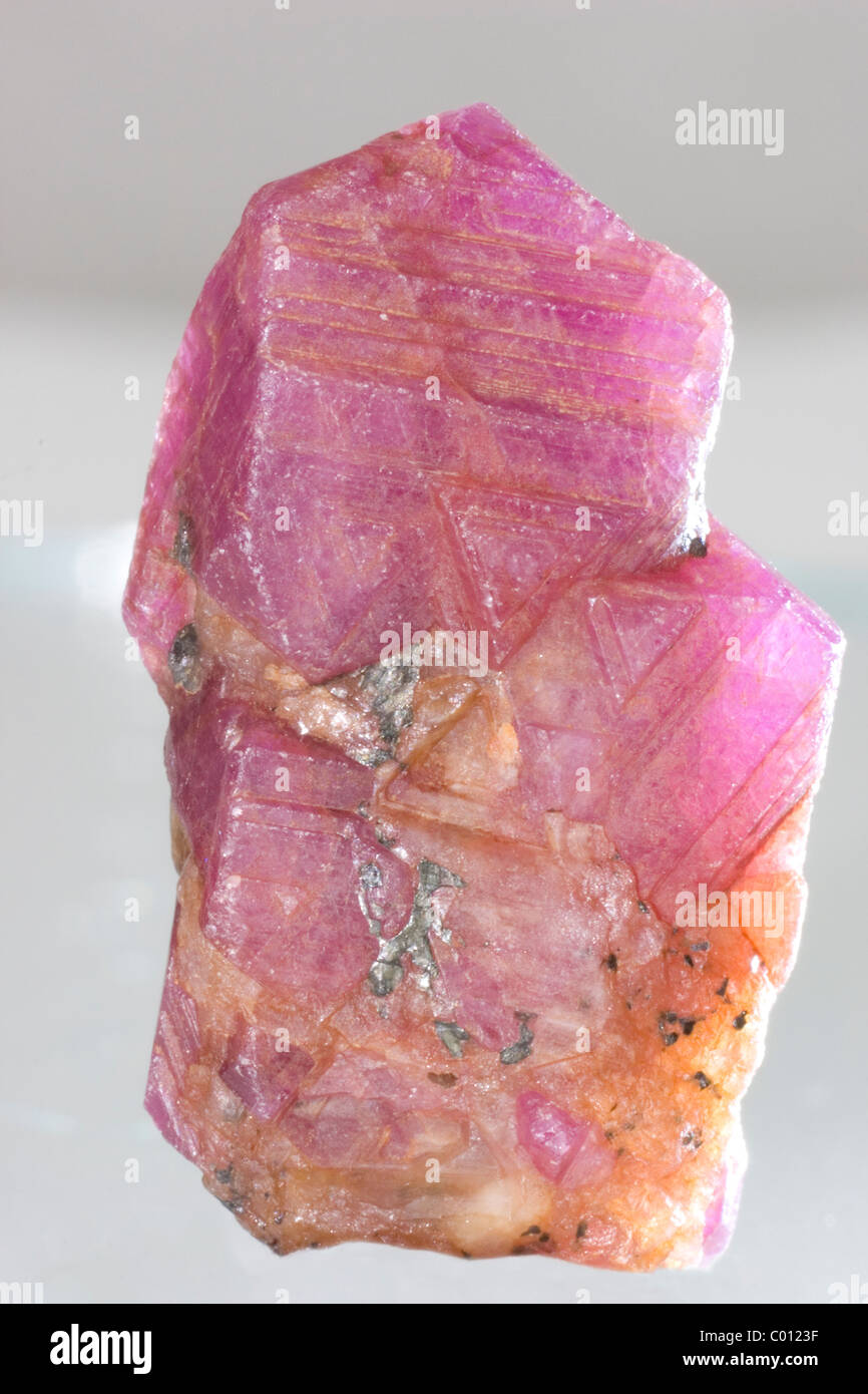 Natural Ruby Corundum Crystal Stock Photo