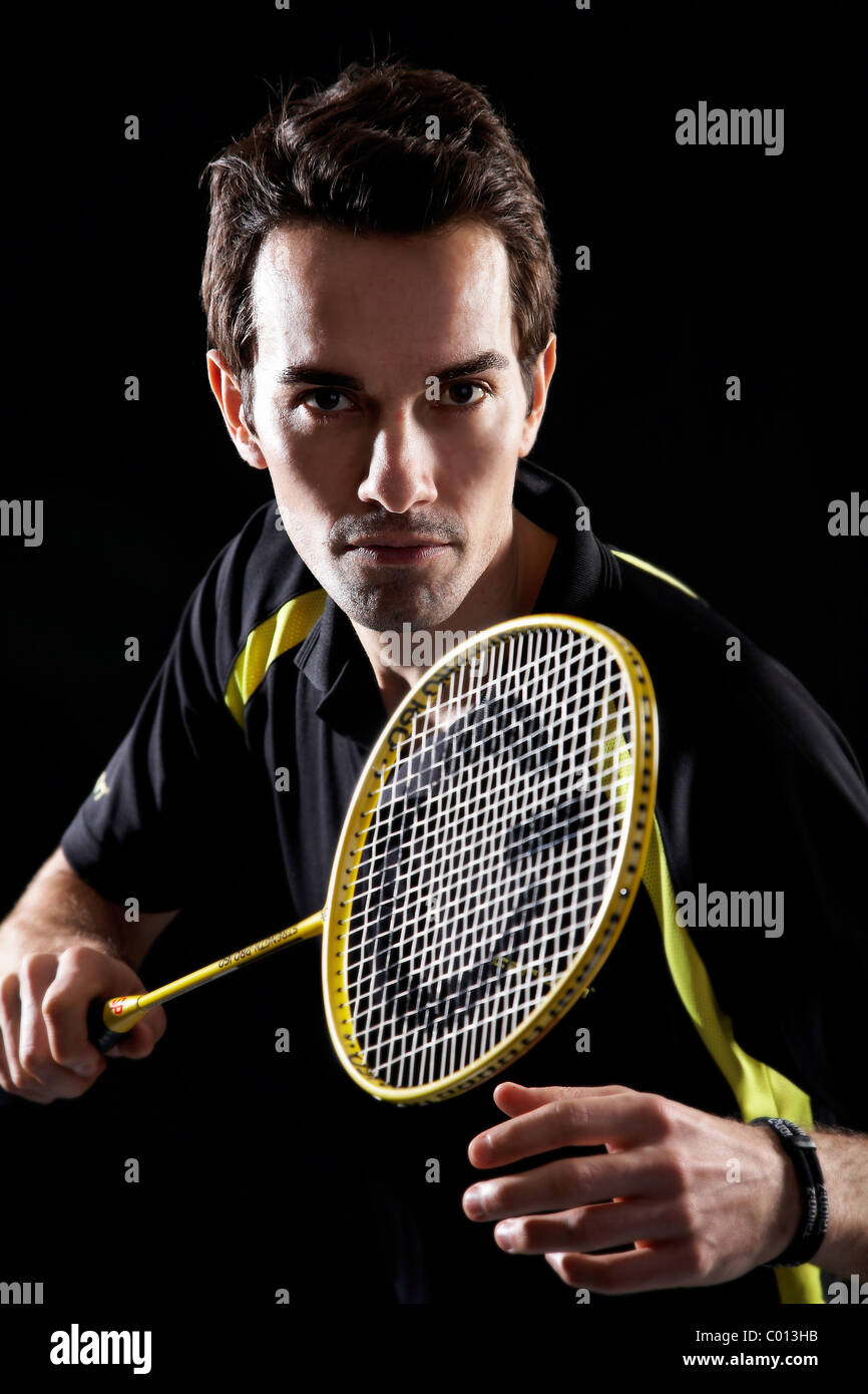 Portrait of Nathan Robertson, World champion badminton player. Stock Photo