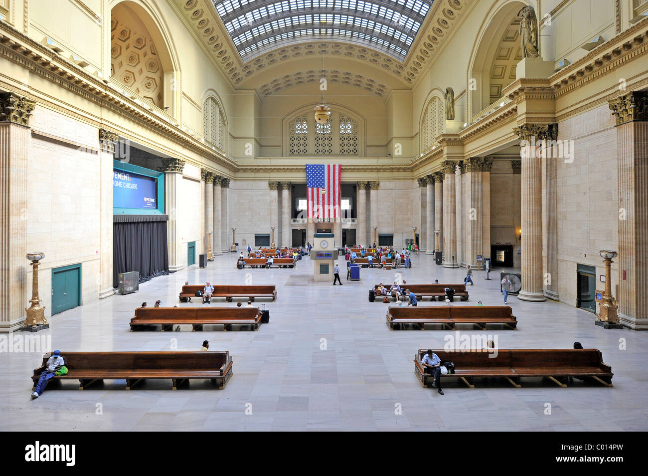 Interior view of the Great Hall, main waiting room, Union Station, Chicago, Illinois, United States of America, USA Stock Photo