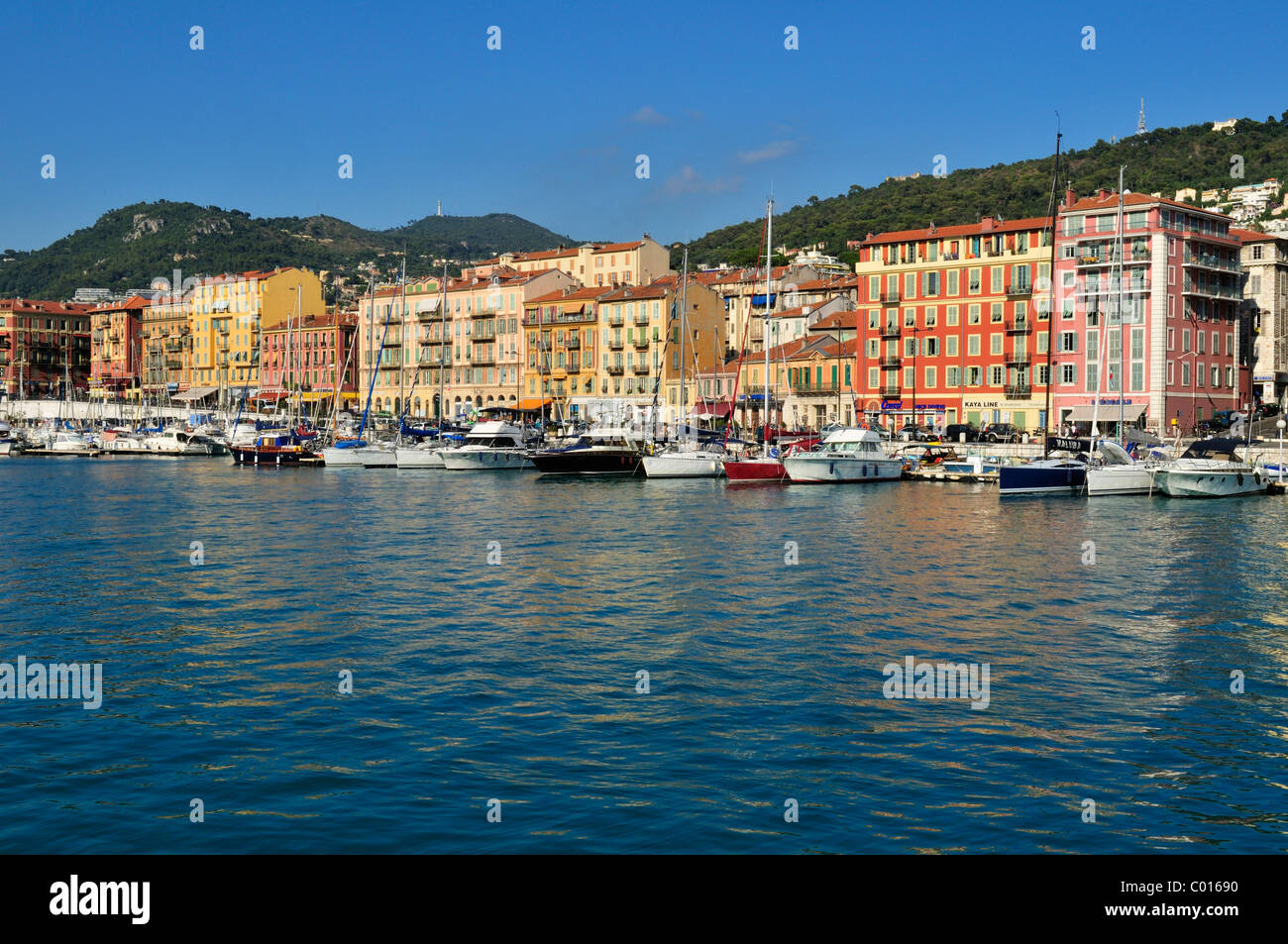 Boats in the harbour of Nice, Nizza, Cote d'Azur, Alpes Maritimes, Provence, France, Europe Stock Photo