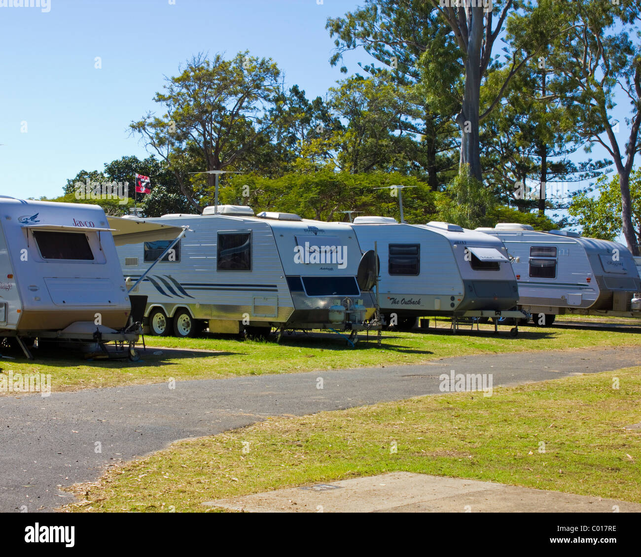 Caravans in Holiday Park, Hervey Bay, Queensland, Australia Stock Photo