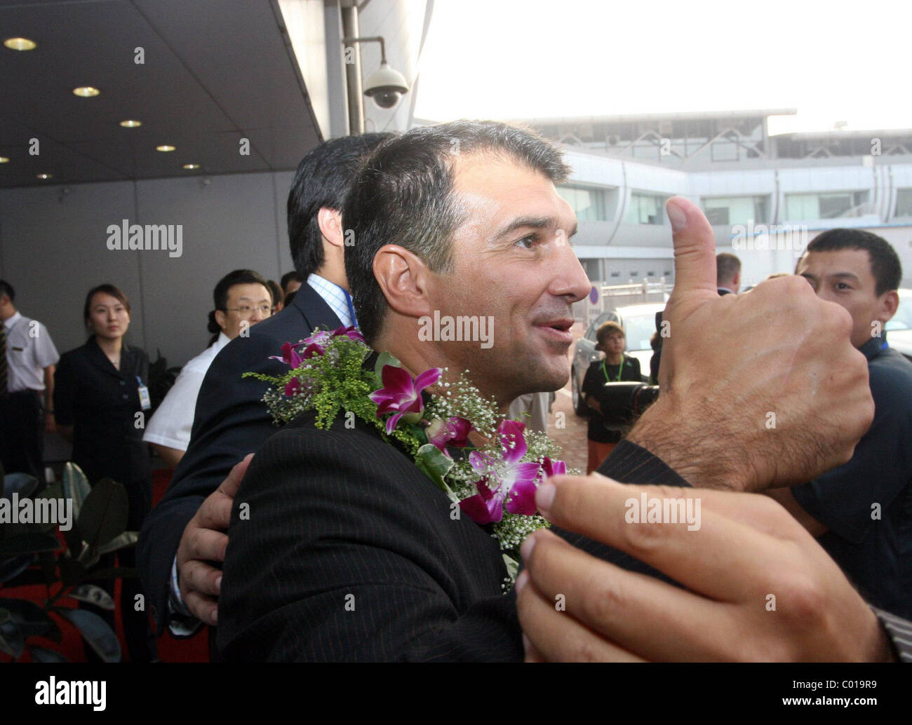 Joan Laporta, the chairman of Barcelona Football Club, arrives at the