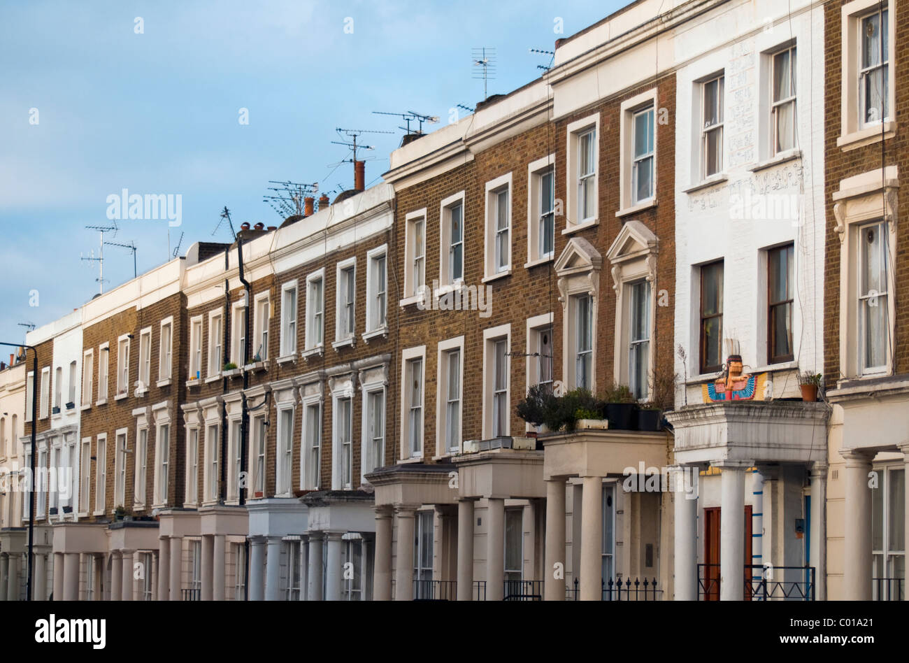 Row of Typical British Houses, Portobello / Notting Hill Area, London, England, United Kingdom Stock Photo