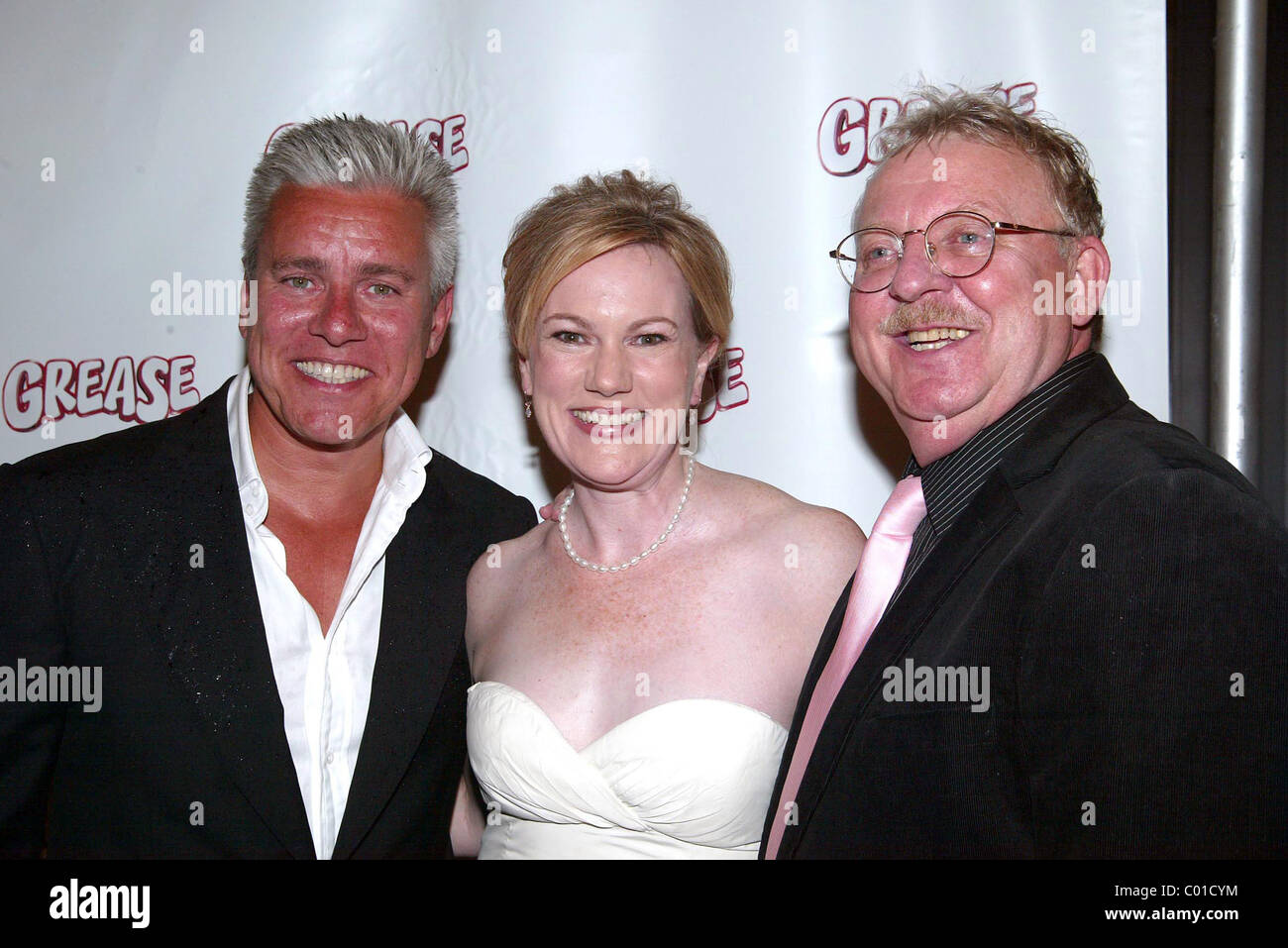 David Ian, Kathleen Marshall and Jim Jacobs Opening Night of the Broadway musical 'Grease' at the Brooks Atkinson Theatre - Stock Photo