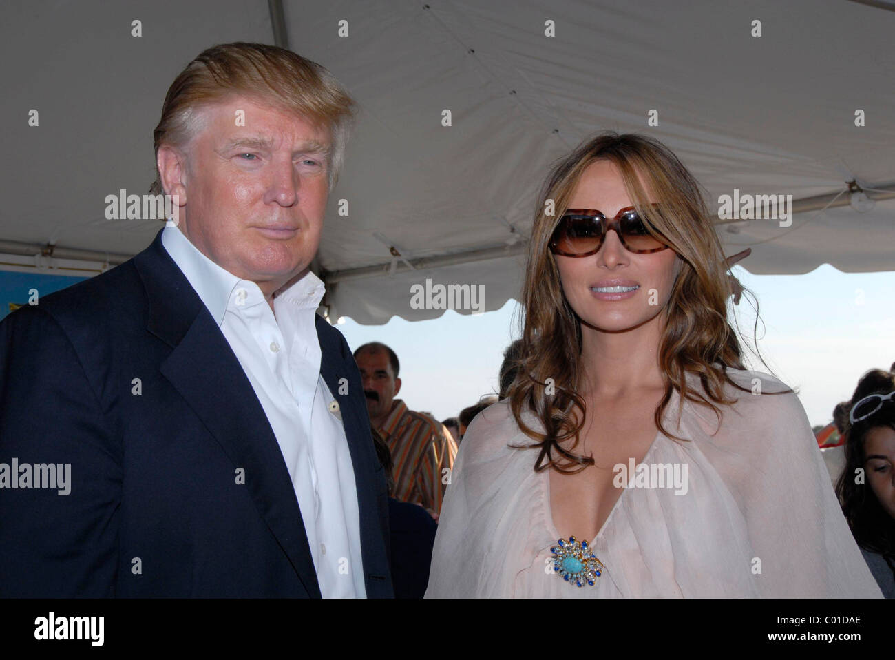 Donald Trump And Melania Trump At The Mercedes Benz Polo Challenge Bridgehampton New York 18 08 07 Stock Photo Alamy