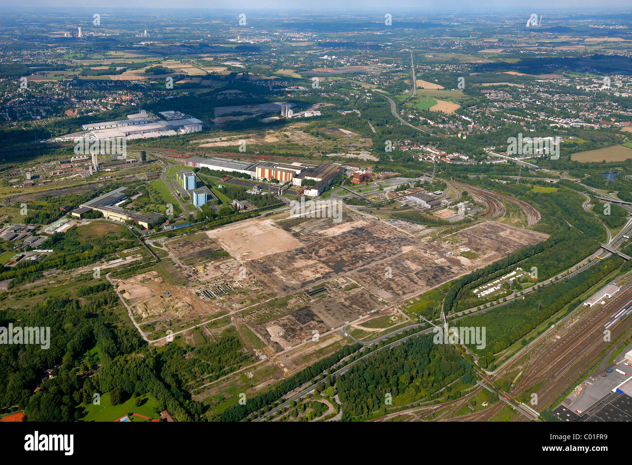Aerial view, Westfalenhuetten Areal, logistics base, Dortmund, Ruhr area, North Rhine-Westphalia, Germany, Europe Stock Photo