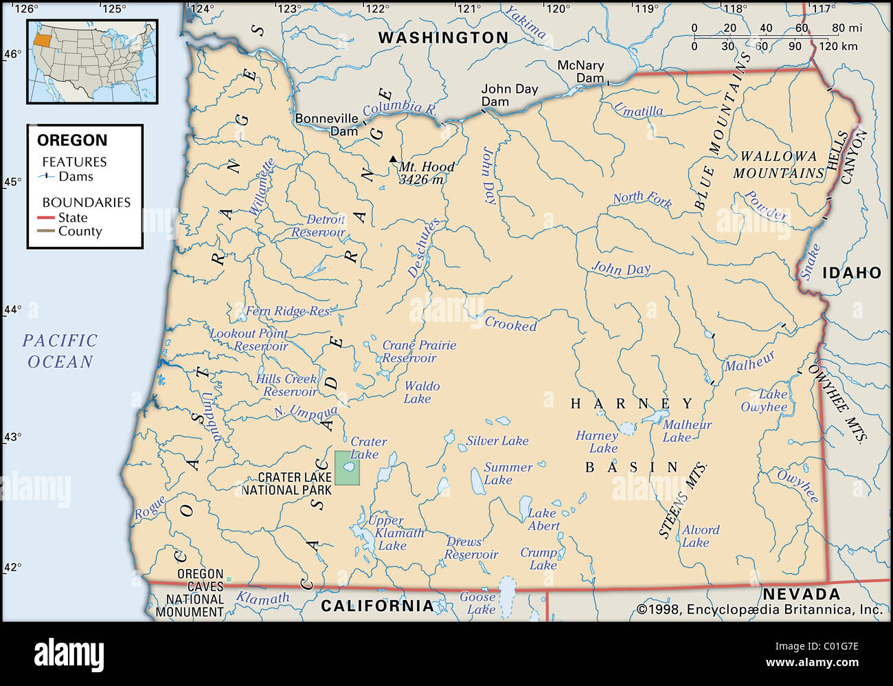 cascade range map