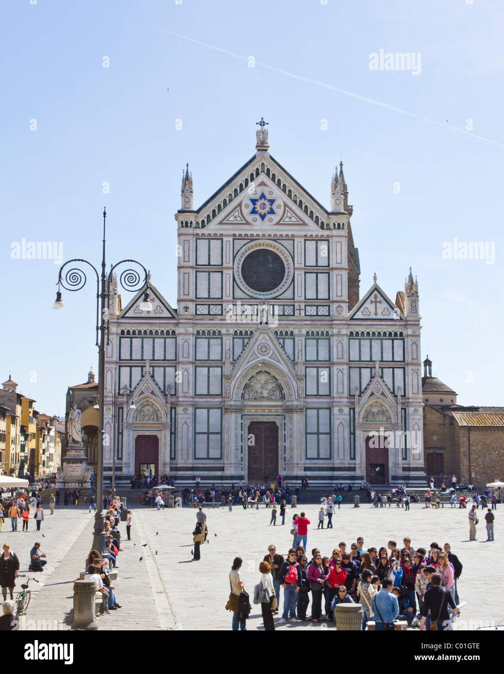 Franciscan church of Santa Croce, Florence with Piazza Santa Croce in front Stock Photo