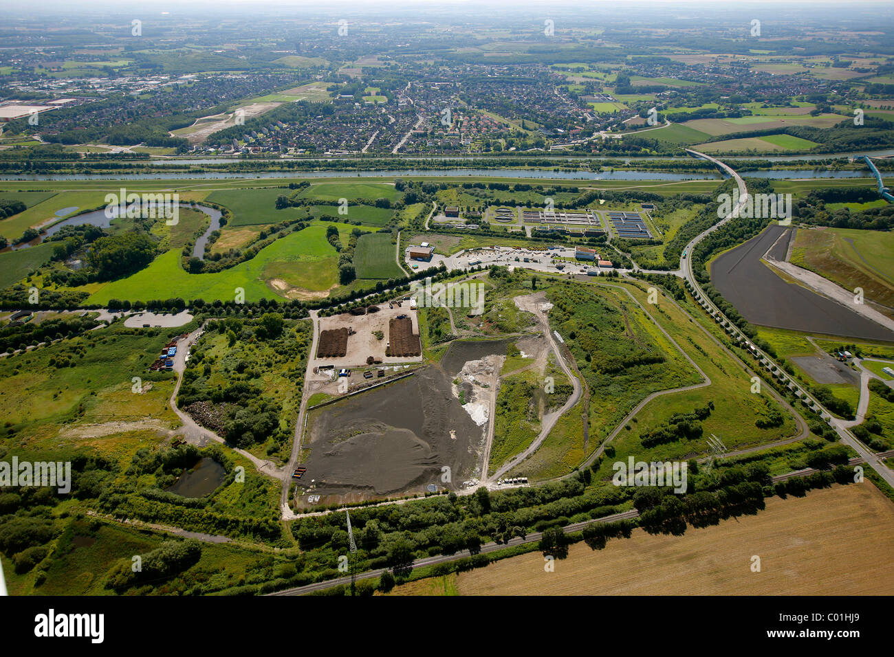 Aerial view, landfill, Hamm, Ruhr area, North Rhine-Westphalia, Germany, Europe Stock Photo