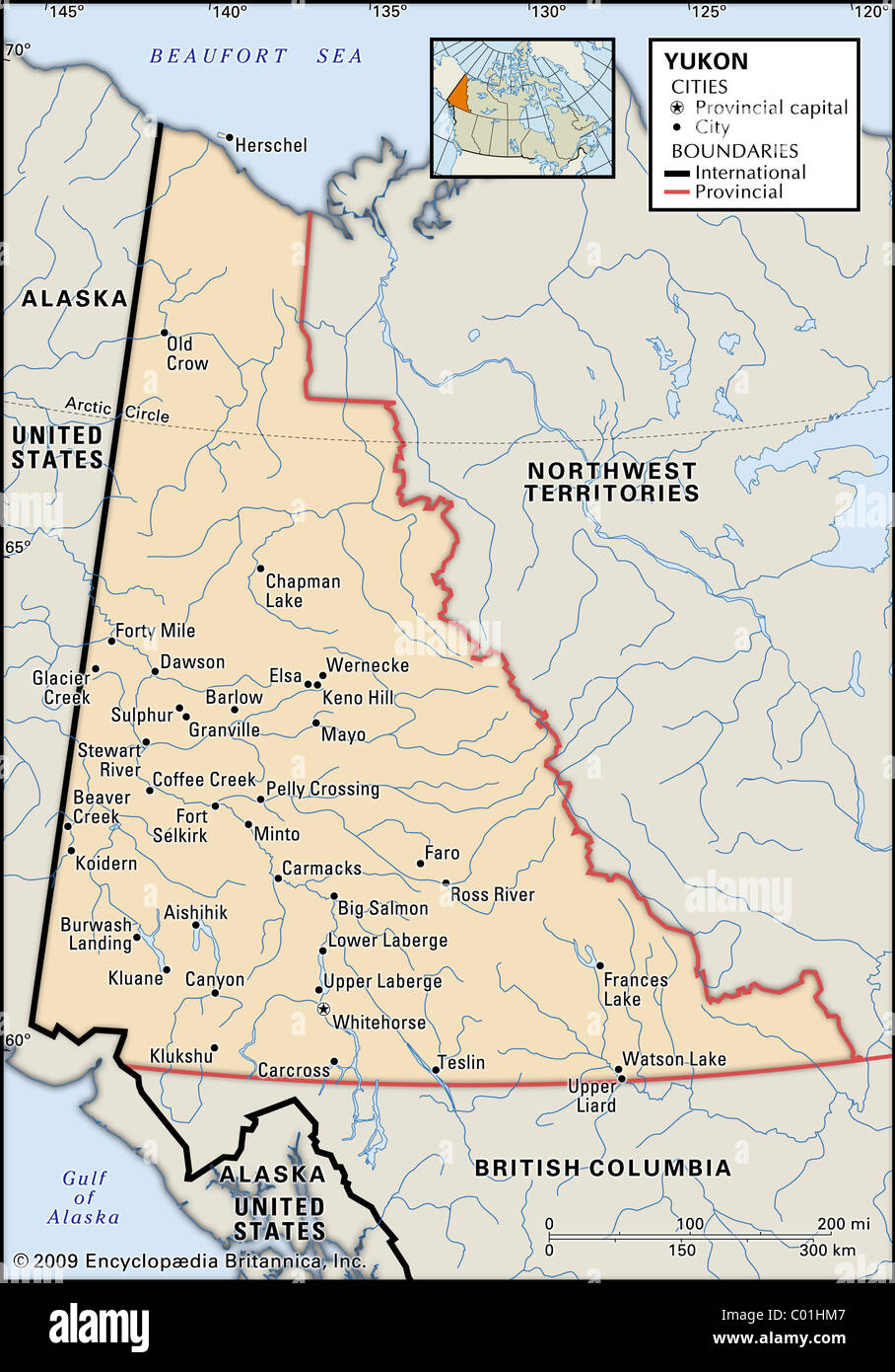 Map of Yukon Territory Stock Photo