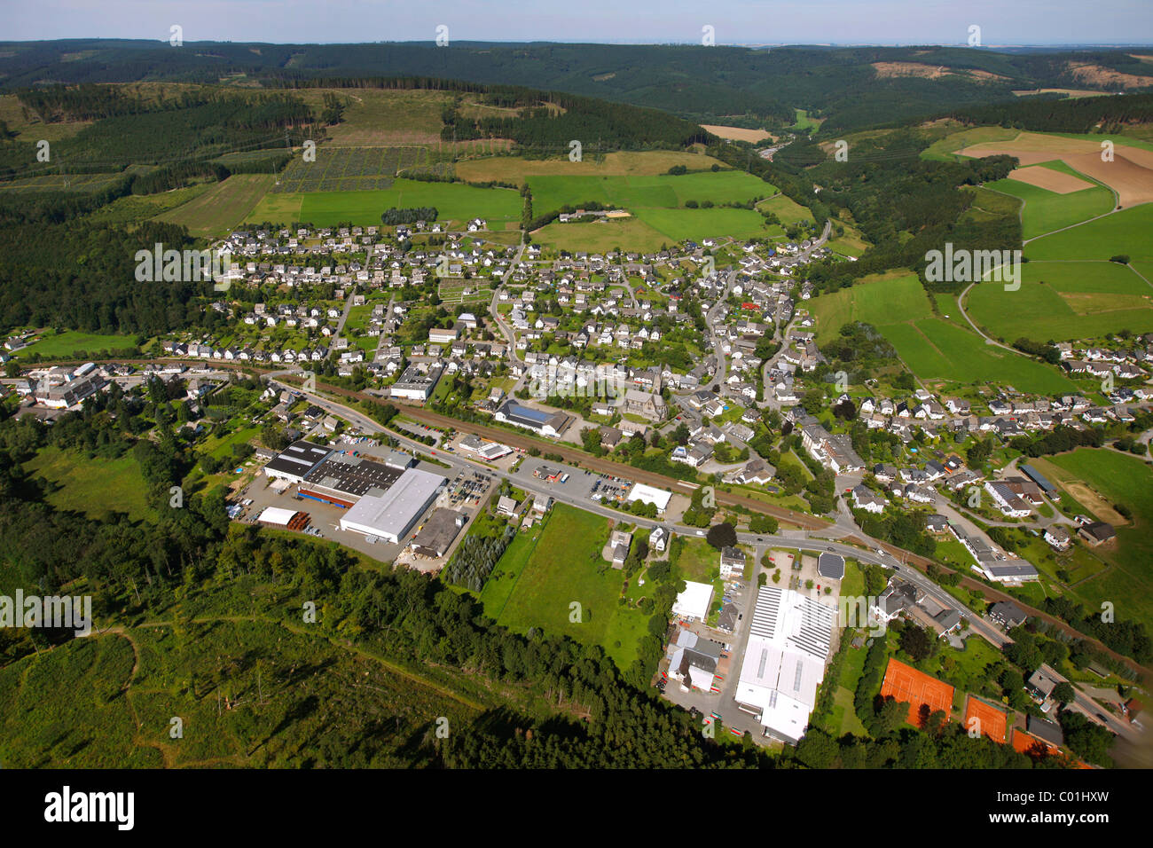 Aerial view, Meschede, Bestwig, North Rhine-Westphalia, Germany, Europe Stock Photo